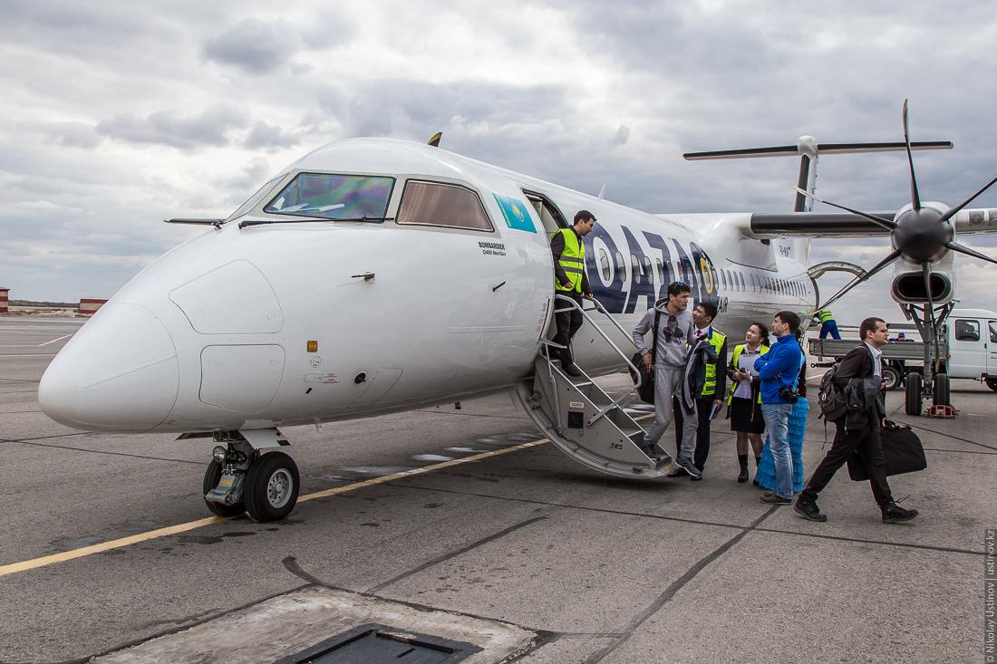 Первый рейс Qazaq Air на самолете Bombardier в Кызылорду