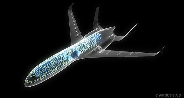 Flight of fancy? An artist's impression of an X-ray of an 'intelligent' concept cabin of an aircraft of the future
