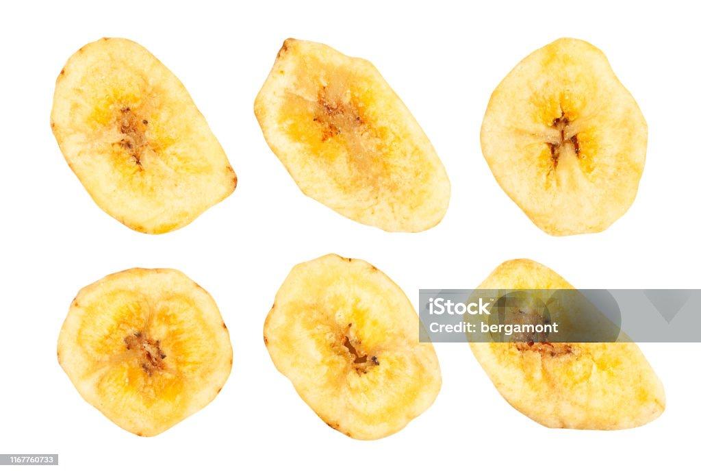 banana chips banana chips path isolated on white Banana Chip Stock Photo