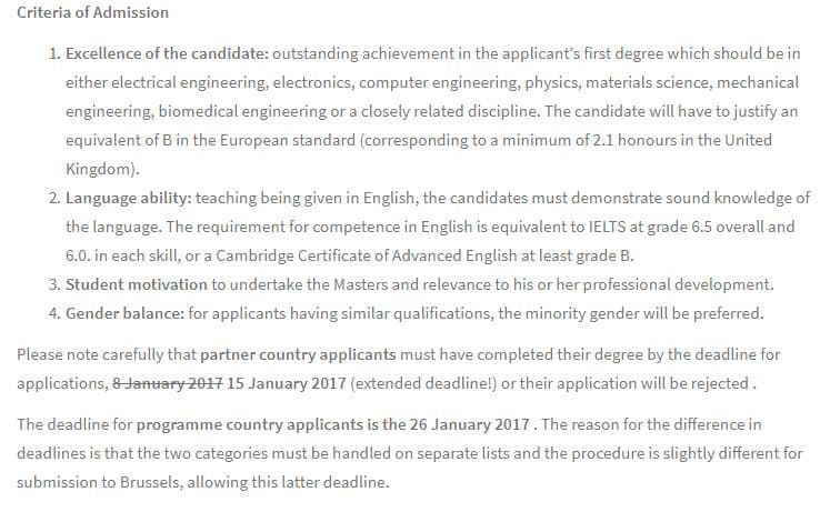 Criteria of admission for SSI