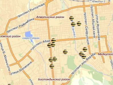 Интерактивная карта тестирования 3G от Beeline Beeline 3G internet Almaty map Beeline Билайн 3 джи карта